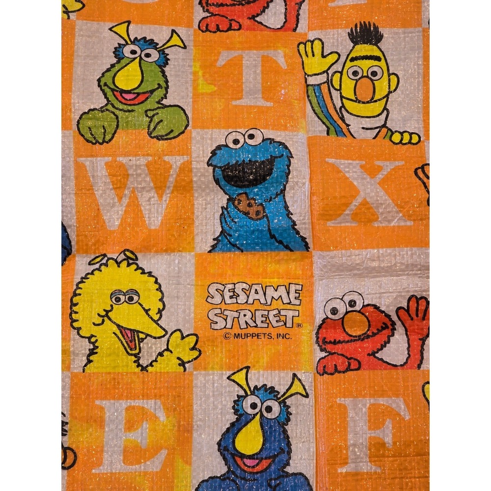 Vintage‎ Sesame Street Alphabet Play Mat Orange Muppets ABC Elmo Big Bird 68x36